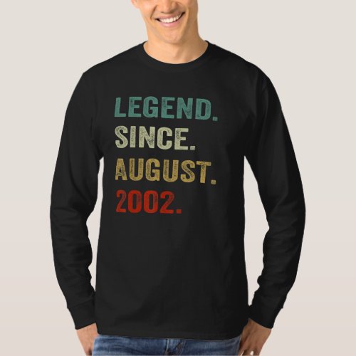 20th Birthday  Legend Since August 2002 20 Years O T_Shirt