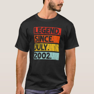 20th Birthday  Legend Since July 2002 20 Years Old T-Shirt