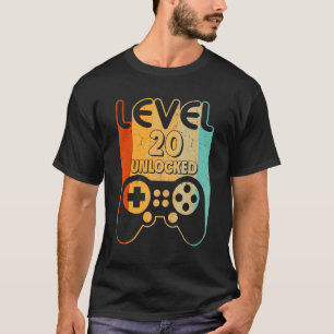 20th Birthday Level 20 Unlocked Video Gamer T-Shirt