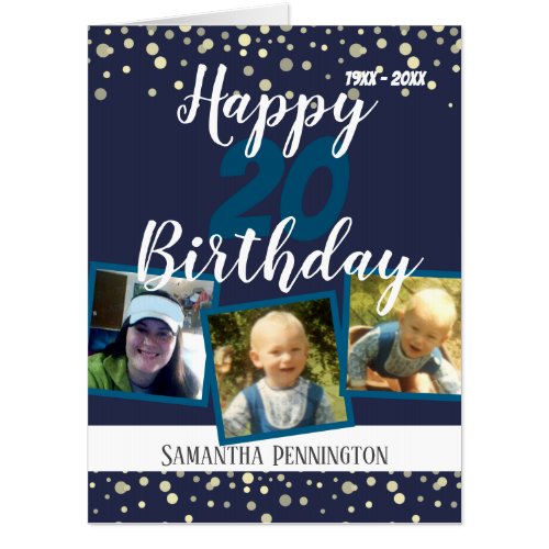 20th Birthday Multi Photo Confetti Card