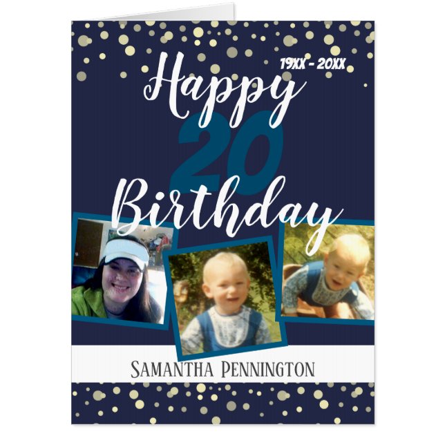 20th Birthday Multi Photo Confetti Card (Front)