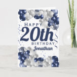 20th Birthday Navy Blue Balloons Card<br><div class="desc">A gorgeous navy and silver balloon happy 20th birthday card. This fabulous design is the perfect way to wish someone a happy twentieth birthday (or any age!) Personalize with our own custom name and message. Blue colored typography and gorgeous navy blue and silver balloons.</div>