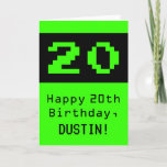 [ Thumbnail: 20th Birthday: Nerdy / Geeky Style "20" and Name Card ]