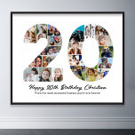 20th Birthday Number 10 Photo Collage Anniversary Poster<br><div class="desc">Mark twenty years of wonderful memories and adventures with this captivating 20th Birthday Number Photo Collage. This customizable template is the perfect blend of creativity and sentiment, allowing you to create a truly memorable gift for your loved one's special day. Capture the essence of ten incredible years in a single...</div>