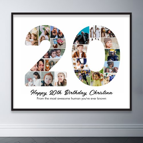 20th Birthday Number 10 Photo Collage Anniversary Poster