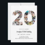 20th Birthday Number 20 Custom Photo Collage Invitation<br><div class="desc">Mark twenty years of wonderful memories and adventures with this captivating 20th Birthday Number Photo Collage. This customizable template is the perfect blend of creativity and sentiment, allowing you to create a truly memorable gift for your loved one's special day. Capture the essence of incredible years in a single masterpiece...</div>