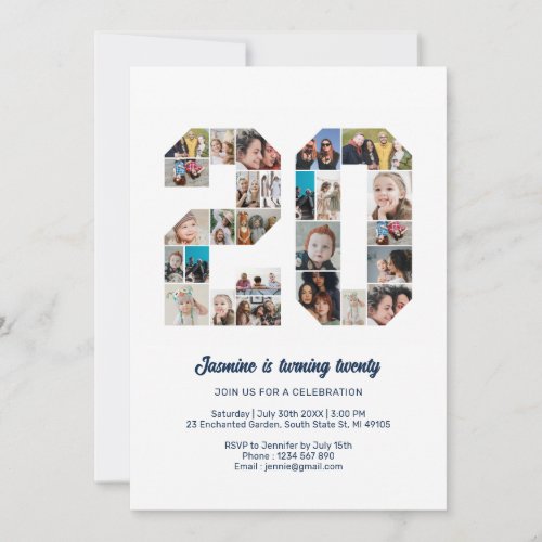 20th Birthday Number 20 Custom Photo Collage