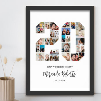 20th Birthday Number 20 Custom Photo Collage Poster by raindwops at Zazzle