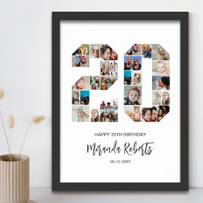 20th Birthday Number 20 Custom Photo Collage Poster