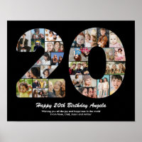 20th Birthday Number 20 Photo Collage Gift