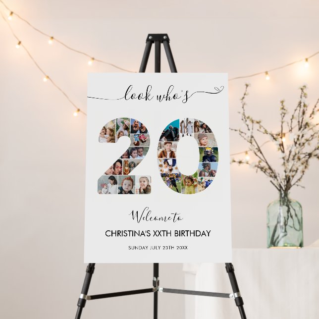 20th Birthday Number 20 Photo Collage Welcome Foam Board (In Situ (Stand))
