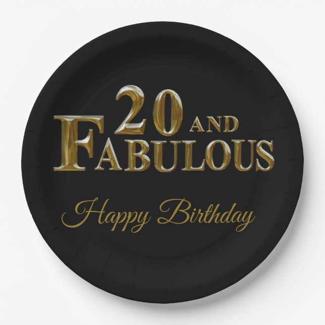 20th Birthday  Paper Plates (Front)