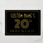 [ Thumbnail: 20th Birthday Party — Art Deco Style “20” + Name Invitation ]