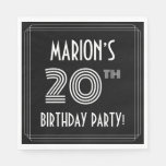 [ Thumbnail: 20th Birthday Party: Art Deco Style + Custom Name Napkins ]