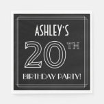 [ Thumbnail: 20th Birthday Party: Art Deco Style + Custom Name Napkins ]