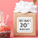 [ Thumbnail: 20th Birthday Party: Art Deco Style + Custom Name Sticker ]