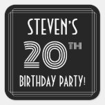 [ Thumbnail: 20th Birthday Party: Art Deco Style & Custom Name Sticker ]