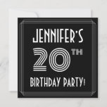 [ Thumbnail: 20th Birthday Party: Art Deco Style W/ Custom Name Invitation ]