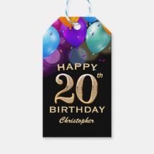 20th Birthday Party Black and Gold Balloons