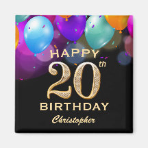 20th Birthday Party Black and Gold Balloons