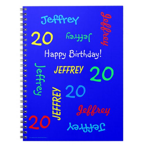 20th Birthday Party Blue Guest Book Repeat Names Notebook
