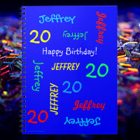 20th Birthday Party Blue Guest Book, Repeat Names