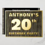 [ Thumbnail: 20th Birthday Party: Bold, Faux Wood Grain Pattern Invitation ]