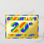 [ Thumbnail: 20th Birthday Party — Fun, Rainbow Spectrum “20” Invitation ]