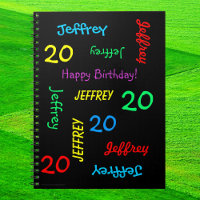 20th Birthday Party Guest Book, Name, Black Spiral