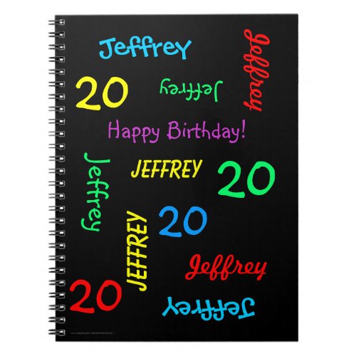 20th Birthday Party Guest Book Name Black Spiral Notebook