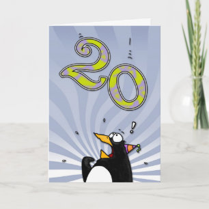 20th Birthday - Penguin Surprise Card
