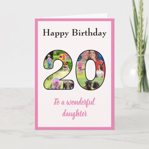 20th Birthday Photo Collage Daughter Fun Keepsake Card