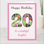 20th Birthday Photo Collage Daughter Large Unique Card<br><div class="desc">Celebrate your daughters 20th birthday, with a large card that's a special, and unique photo collage. This wonderful large birthday card for that special daughter has the 20 made from your own choice of family photos. The template is designed for you to edit "To a wonderful daughter" to sister, best...</div>
