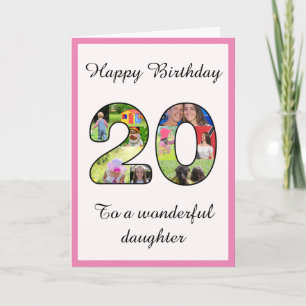 20th Birthday Photo Collage Montage For Daughter Card