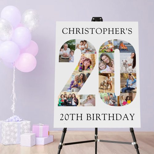 20th Birthday Photo Collage Number 20 Personalized Foam Board