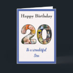 20th Birthday Photo Collage Son Unique Keepsake Card<br><div class="desc">Celebrate your son's 20th birthday, with a birthday card that's a special, and unique photo collage. This wonderful birthday greeting card for that special son has the 20 made from your own choice of family photos. The template is designed for you to edit "To a wonderful son" to brother, best...</div>