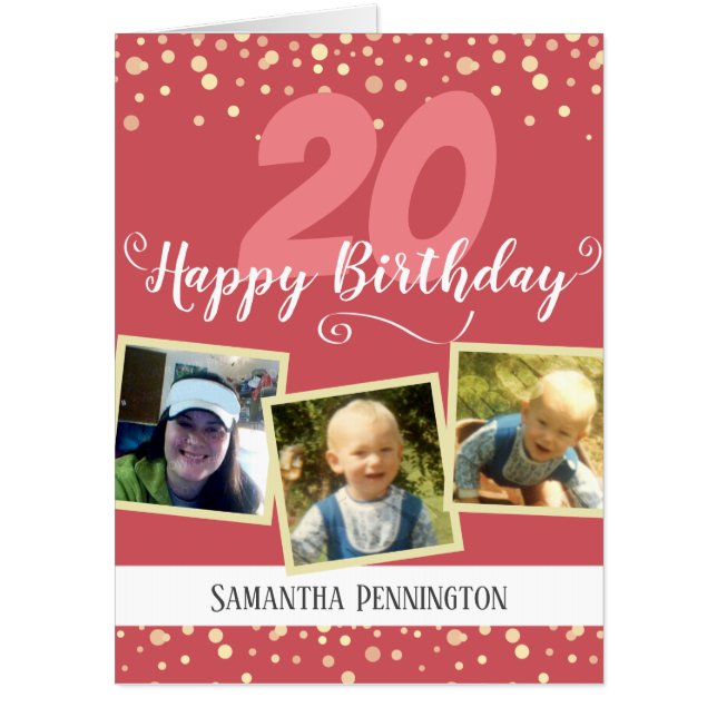 20th Birthday Photo Confetti Card (Front)