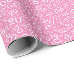 20th Birthday Pink/White Random Number Pattern 20 Wrapping Paper