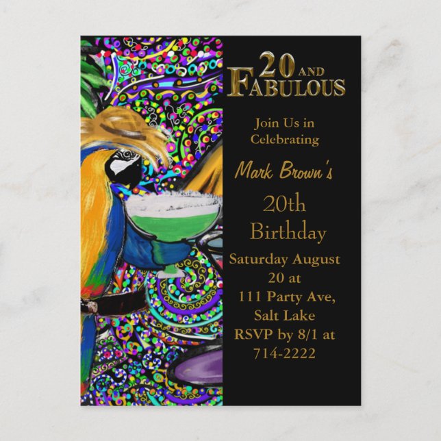 20th Birthday  Postcard (Front)