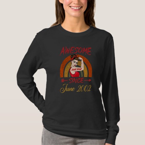 20th Birthday Queen Awesome Since June 2002 Rainbo T_Shirt