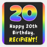 [ Thumbnail: 20th Birthday: Rainbow Spectrum # 20, Custom Name Sticker ]
