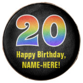 20th Birthday - Rainbow Spectrum Pattern Number 20 Chocolate Covered Oreo (Front)