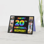 [ Thumbnail: 20th Birthday: Rainbow Text, Custom Photos & Name Card ]