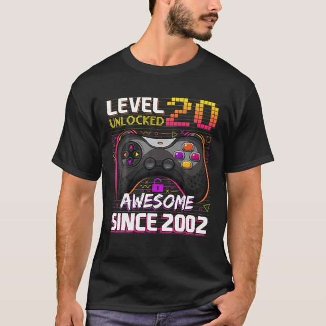 20Th Birthday S For Boys Level 20 Unlocked Birthda T-Shirt (Front)