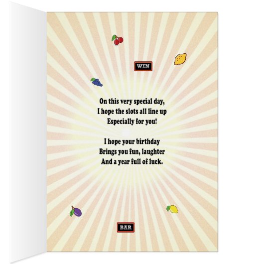 20th birthday slot machine card (Inside (Right))