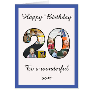 20th Birthday Son 9 Photo Collage Template Huge Card