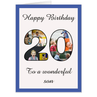20th Birthday Son 9 Photo Collage Template Huge Card