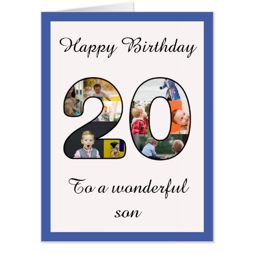 20th Birthday Son 9 Photo Collage Template Huge Card
