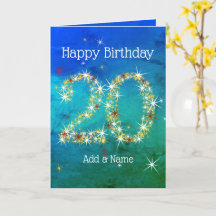 20th Birthday - Star Numbers - Blue Green - Age 20