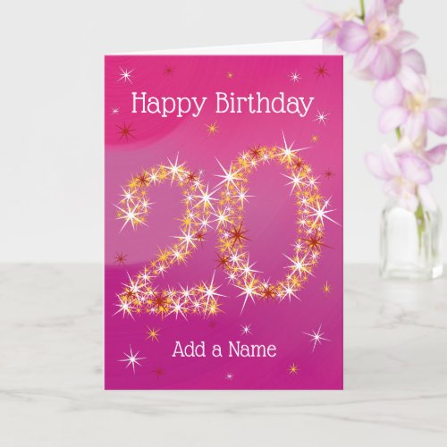 20th Birthday - Star Numbers - Pink - Age 20